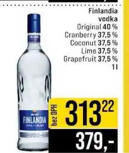 Jip Finlandia vodka Original 40% Cranberry 37,5 % Coconut 37,5% Lime 37,5% Grapefruit 37,5% nabídka