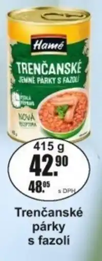Adam Hame Trenčanské párky s fazolí nabídka