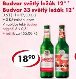 CBA Budvar světlý ležák 12 Budvar 33 světlý ležák 12 nabídka