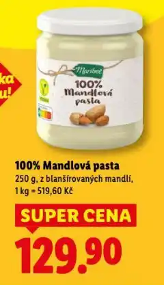 Lidl 100% mandlová pasta nabídka