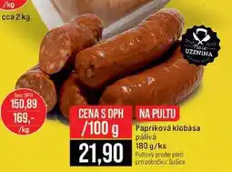 Jip Papriková klobása pálivá 180 g 100g nabídka