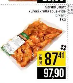 Jip Selský Grunt kuřecí křídla sous-vide Susi pikant nabídka