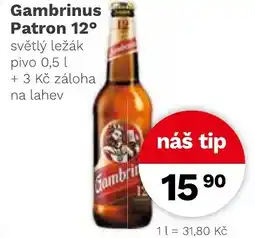 Konzum Gambrinus Patron 12° světlý ležák pivo nabídka