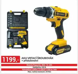Baumax Aku vrtací šroubovák + příslušenství nabídka