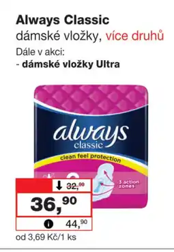 Barvy a laky drogerie Always Classic dámské vložky nabídka