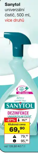 Barvy a laky drogerie Sanytol univerzální čistič nabídka