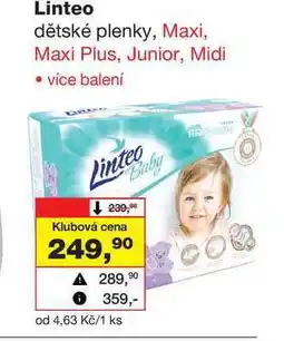 Barvy a laky drogerie Linteo dětské plenky, Maxi, Maxi Plus, Junior, Midi nabídka