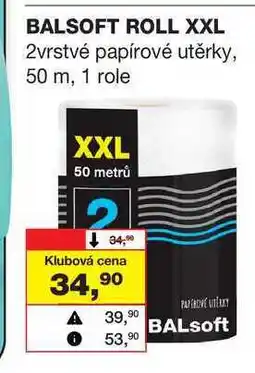 Barvy a laky drogerie BALSOFT ROLL XXL 2vrstvé papírové utěrky, 50 m nabídka