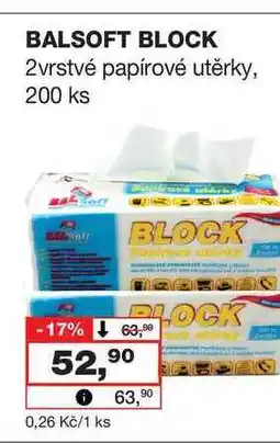 Barvy a laky drogerie BALSOFT BLOCK 2vrstvé papírové utěrky, 200 ks nabídka