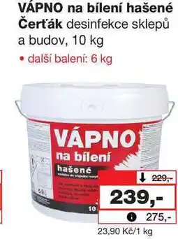 Barvy a laky drogerie VÁPNO na bílení hašené Čerťák desinfekce sklepů a budov nabídka