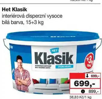 Barvy a laky drogerie Het Klasik interiérová disperzní vysoce bílá barva, 15+3 kg nabídka