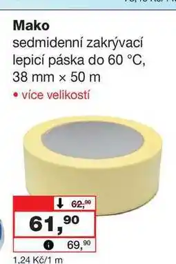 Barvy a laky drogerie Mako sedmidenní zakrývací lepicí páska do 60 °C, 38 mm x 50 m nabídka