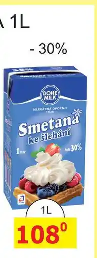 BENE Nápoje BOHE MILK Smetana ke šlehání Tuk 30% nabídka