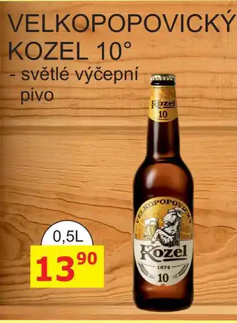 BENE Nápoje VELKOPOPOVICKÝ KOZEL 10° - světlé výčepní pivo nabídka