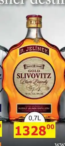 BENE Nápoje R. JELÍNEK Slivovice Kosher Gold 0,7l 50% nabídka