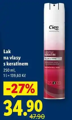 Lidl Lak na vlasy s keratinem nabídka