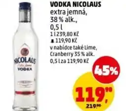 Penny Market Vodka nicolaus extra jemná, 38% alk. nabídka