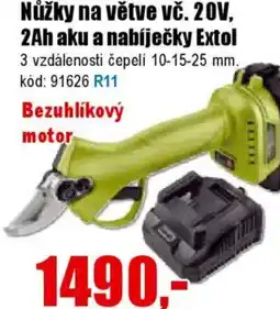 EVA Nůžky na větve vč. 20V, 2Ah aku a nabíječky Extol nabídka