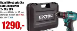EVA Bezuhlíková vrtačka EXTOL Industrial 2×2Ah 16V nabídka