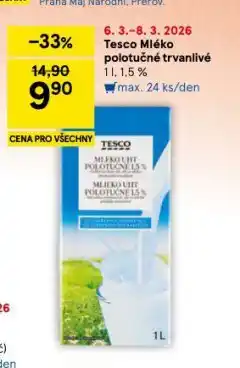 Tesco Trvanlivé mléko 1,5% nabídka