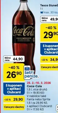 Tesco Coca cola, fanta, sprite nabídka