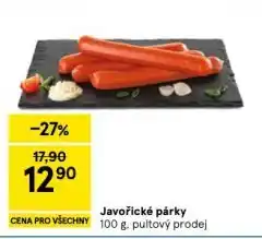 Tesco Javořické párky nabídka