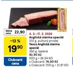 Tesco Anglická slanina speciál nabídka