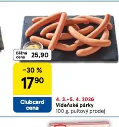 Tesco Vídeňské párky nabídka
