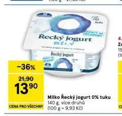 Tesco Milko řecký jogurt 0% tuku nabídka