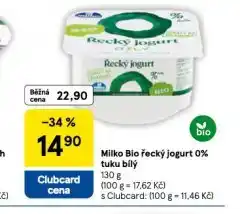 Tesco Milko bio řecký jogurt 0% tuku bílý nabídka