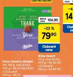 Tesco Milka dezert nabídka