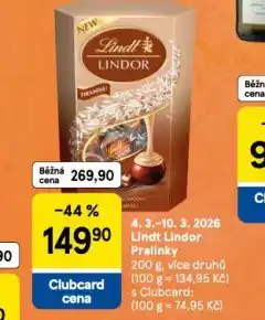 Tesco Lindt lindor pralinky nabídka