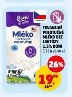 Penny Market Trvanlivé polotučné mléko bez laktózy nabídka