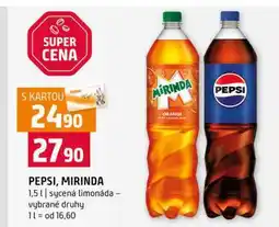 Terno PEPSI, MIRINDA 1,5l sycená limonáda vybrané druhy nabídka