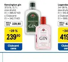 Tesco Kensington gin nabídka