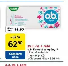 Tesco O.b. tampony nabídka
