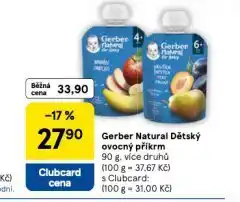 Tesco Gerber natural dětský ovocný příkrm nabídka
