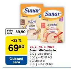 Tesco Sunar mléčná kaše nabídka