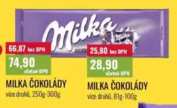 Ratio Milka čokolády nabídka