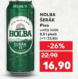 Kaufland HOLBA ŠERÁK Pivo světlý ležák nabídka