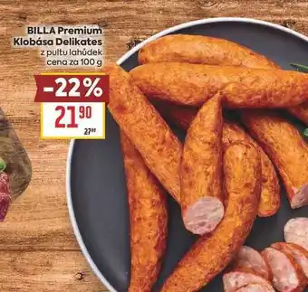 Billa BILLA Premium Klobása Delikates z pultu lahůdek cena za nabídka
