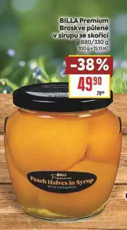 Billa BILLA Premium Broskve půlené v sirupu se skořicí 880/330 g nabídka
