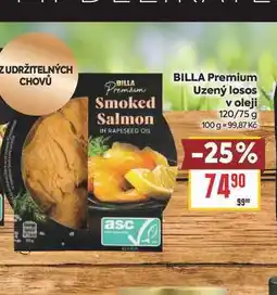 Billa BILLA Premium Uzený losos v oleji 120/75 g nabídka