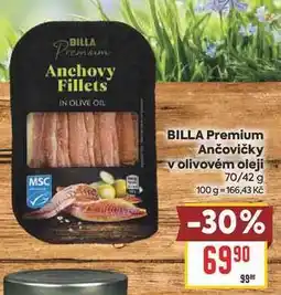 Billa BILLA Premium Ančovičky v olivovém oleji 70/42 g nabídka