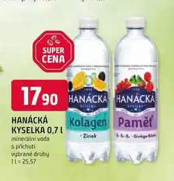 Trefa HANÁCKÁ KYSELKA 0,7 l minerálni voda s příchutí vybrané druhy nabídka