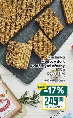 Billa Marlenka Medový dort svlašskými ořechy nabídka