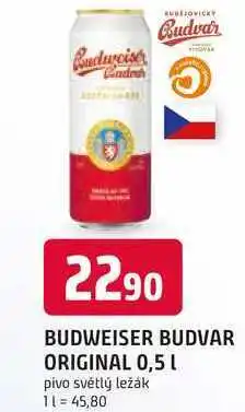 Trefa BUDWEISER BUDVAR ORIGINAL 0,5 L pivo světlý ležák plechovka nabídka