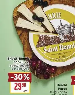 Billa Brie St. Benoit 60% t. vs. z pultu lahůdek cena za nabídka