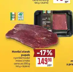 Billa Hovězí steak pupek vyzrálé hovězí maso z Irska cena za nabídka
