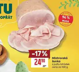 Billa Mistrovská šunka z pultu lahůdek cena za nabídka